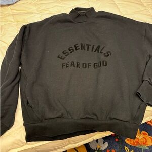 Black Men’s Essentials FEAR OF GOD Pullover Mock Neck Sweatshirt Size Large